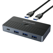 Simplecom KM320 2-Way SuperSpeed USB Switch 4-Port Hub with USB-C USB 3.0 5Gbps V28-SIMKM320
