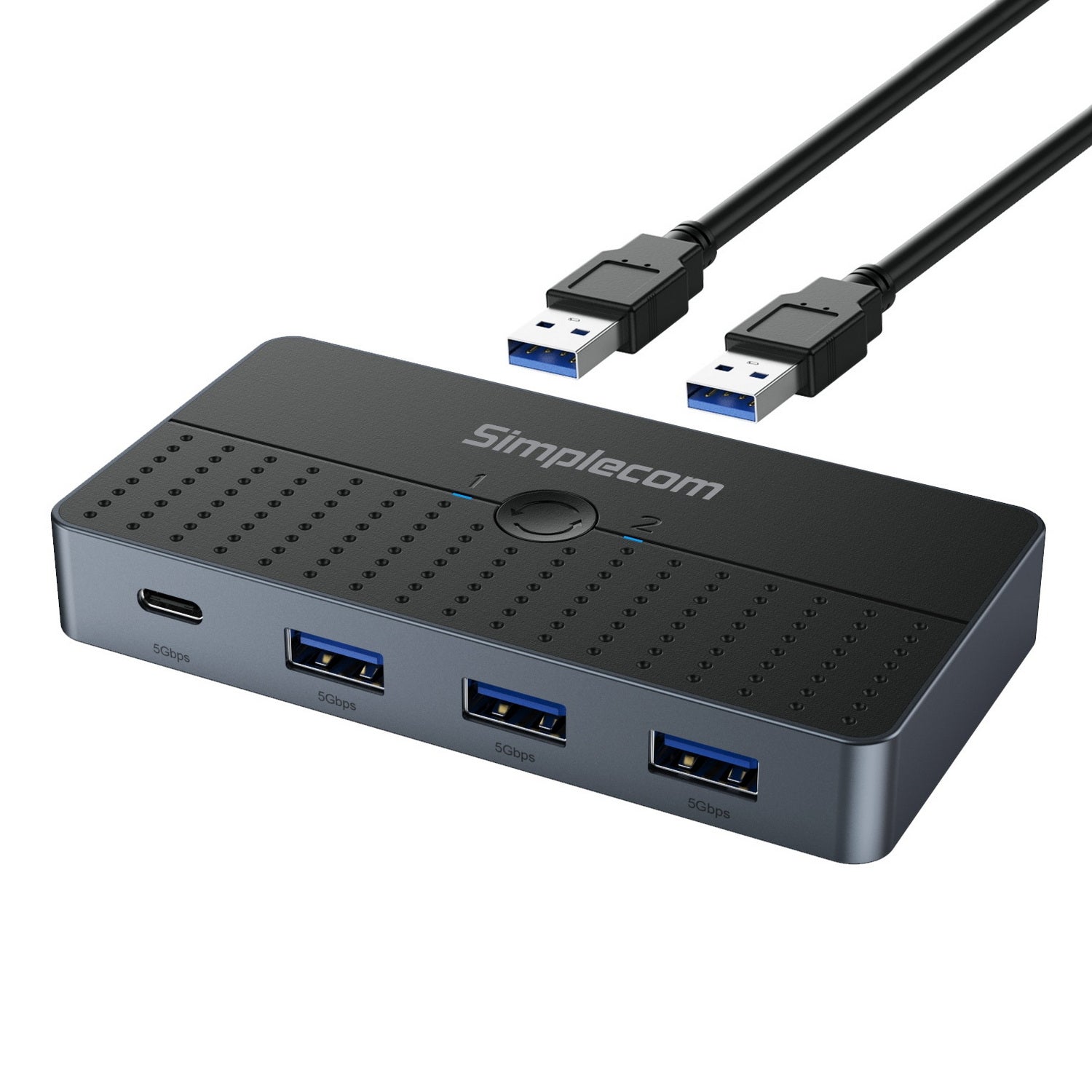 Simplecom KM320 2-Way SuperSpeed USB Switch 4-Port Hub with USB-C USB 3.0 5Gbps V28-SIMKM320