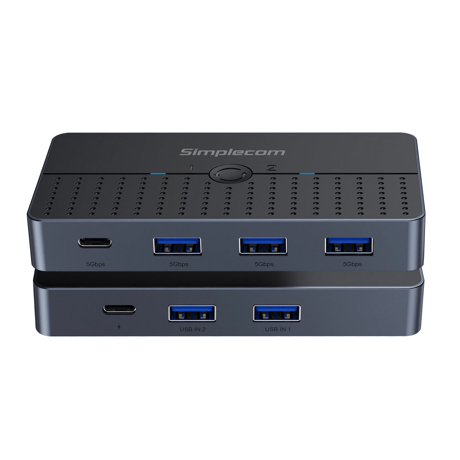Simplecom KM320 2-Way SuperSpeed USB Switch 4-Port Hub with USB-C USB 3.0 5Gbps V28-SIMKM320