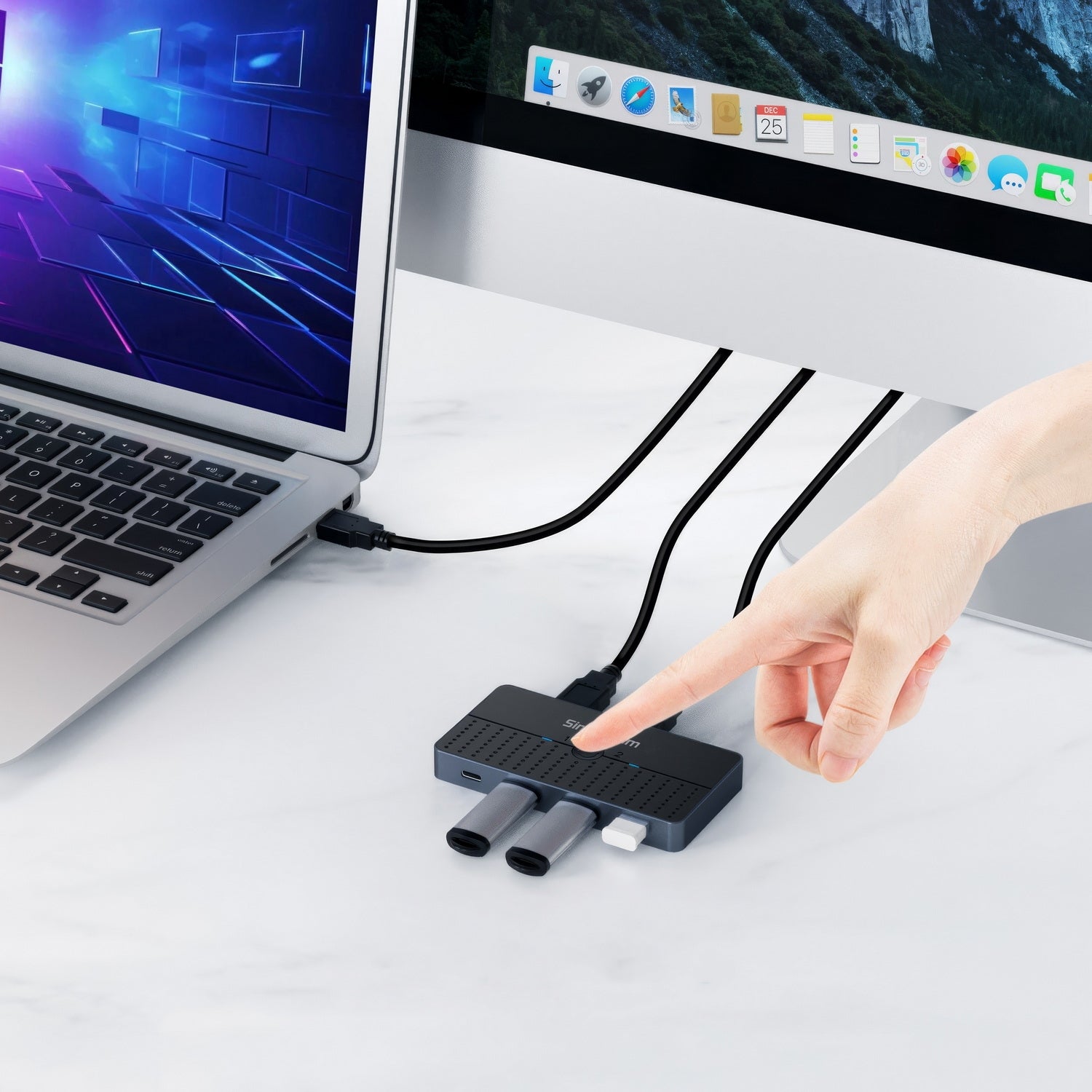 Simplecom KM320 2-Way SuperSpeed USB Switch 4-Port Hub with USB-C USB 3.0 5Gbps V28-SIMKM320