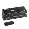 Simplecom KM430 Dual HDMI Monitor KVM Switch for 2 Computers with 4-Port USB Hub 4K@60Hz Keyboard Hotkey V28-SIMKM430