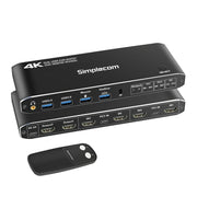 Simplecom KM430 Dual HDMI Monitor KVM Switch for 2 Computers with 4-Port USB Hub 4K@60Hz Keyboard Hotkey V28-SIMKM430