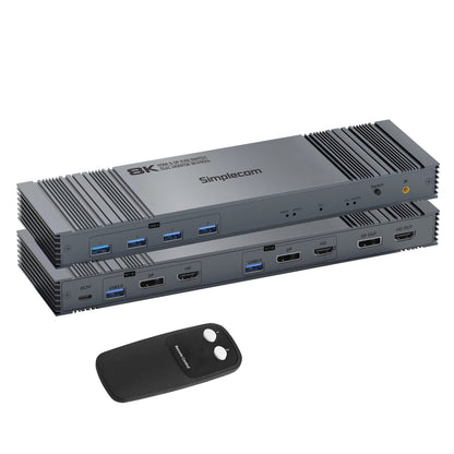 Simplecom KM490 HDMI and DisplayPort Dual Monitor KVM Switch for 2 Computers with 4-Port USB 3.0 Hub 5Gbps V28-SIMKM490