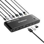 Simplecom KM590 2-Port USB-C Dual 4K HDMI Monitor KVM Switch and Docking Station with Network Sharing V28-SIMKM590