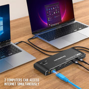 Simplecom KM590 2-Port USB-C Dual 4K HDMI Monitor KVM Switch and Docking Station with Network Sharing V28-SIMKM590