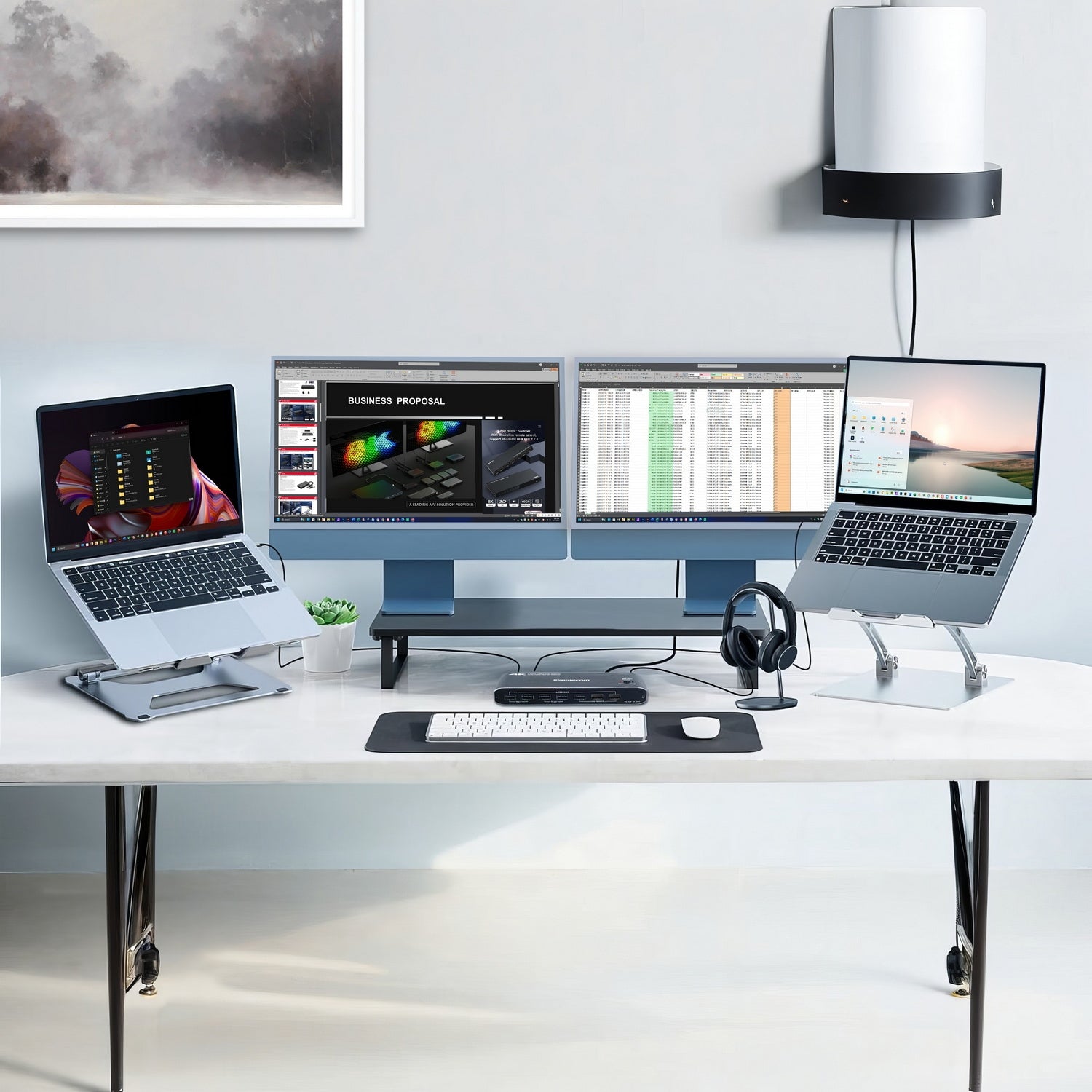 Simplecom KM590 2-Port USB-C Dual 4K HDMI Monitor KVM Switch and Docking Station with Network Sharing V28-SIMKM590