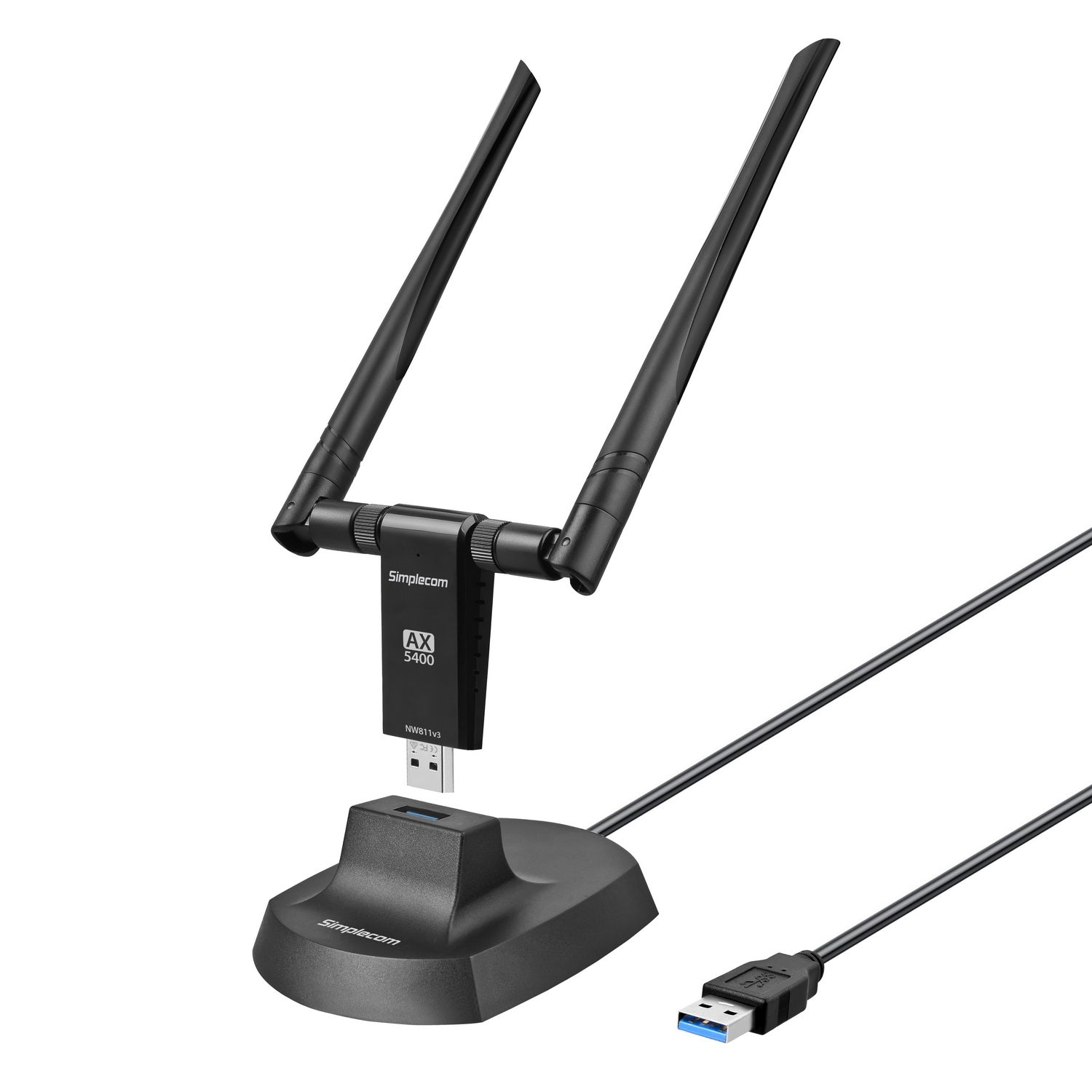 Simplecom NW811v3 AX5400 Tri-Band WiFi 6E USB Adapter with 2x 5dBi High Gain Antennas V28-SIMNW811V3