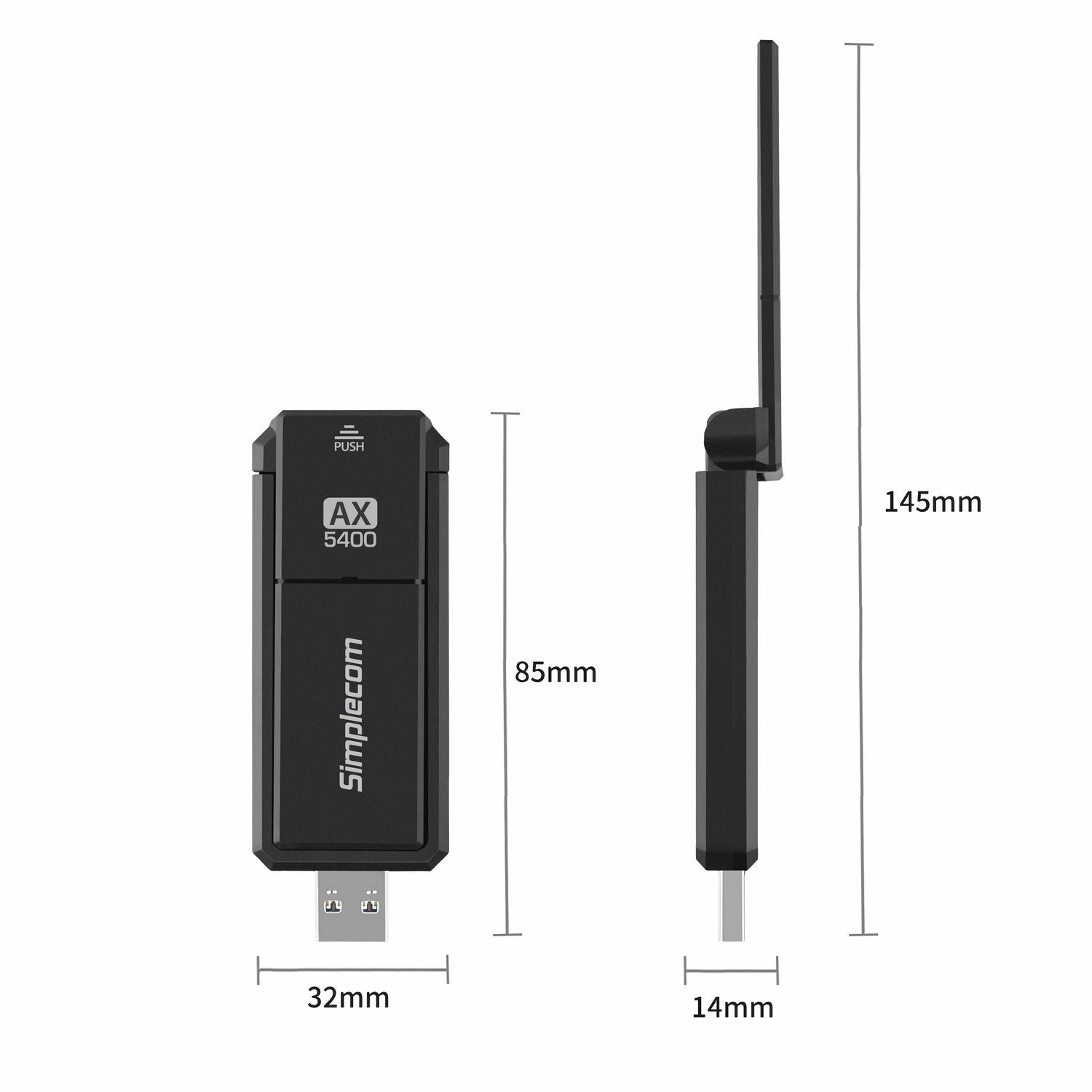 Simplecom NW812v2 AX5400 Tri-Band WiFi 6E USB Adapter with Foldable Antenna V28-SIMNW812V2