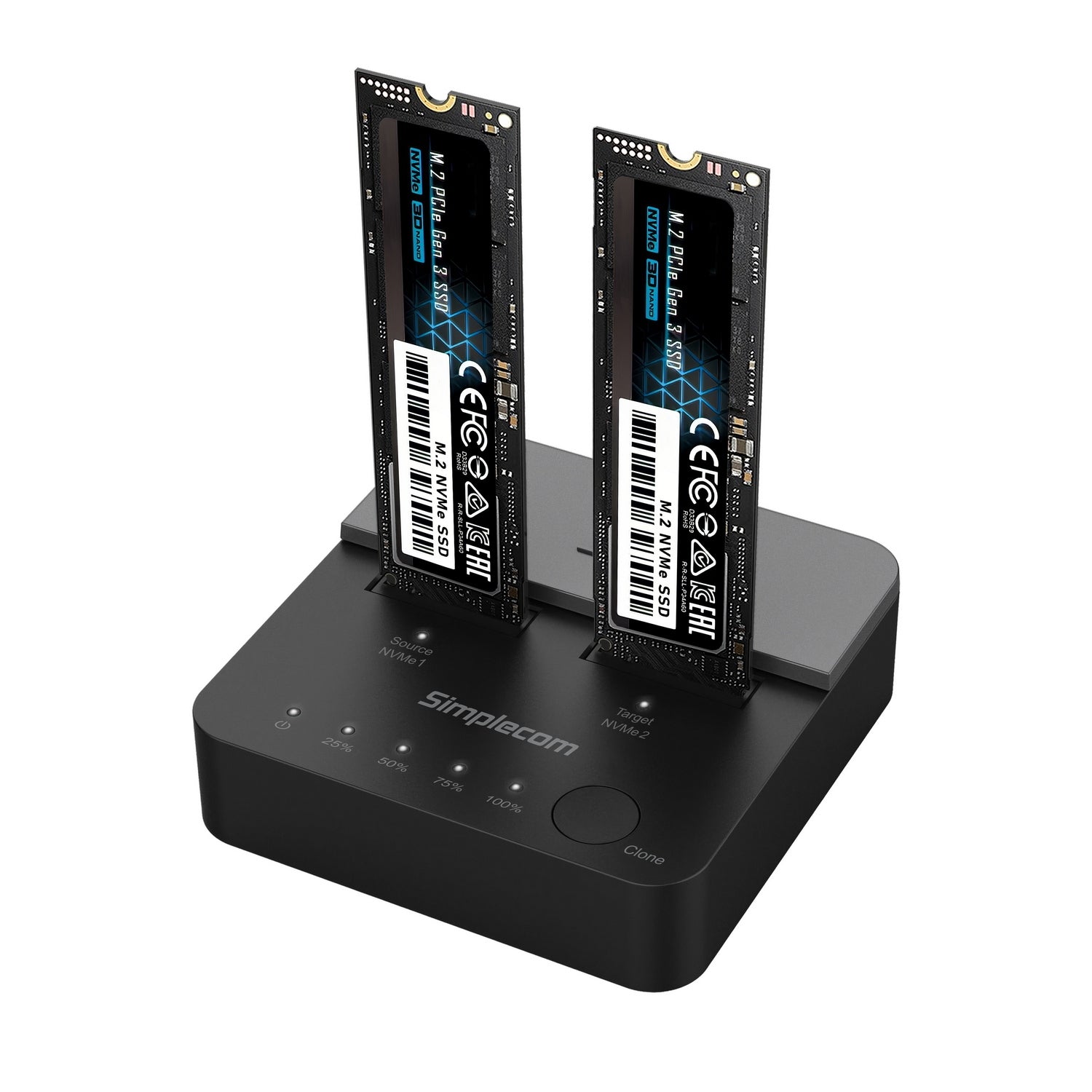 Simplecom SD550v2 USB 3.2 Gen2x2 to Dual Bay NVMe M.2 SSD Docking Station Duplicator Offline Clone V28-SIMSD550V2