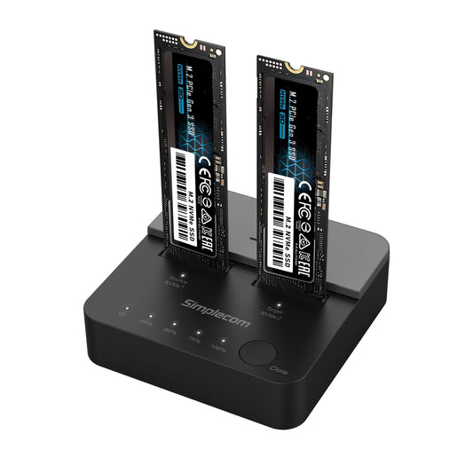 Simplecom SD550v2 USB 3.2 Gen2x2 to Dual Bay NVMe M.2 SSD Docking Station Duplicator Offline Clone V28-SIMSD550V2