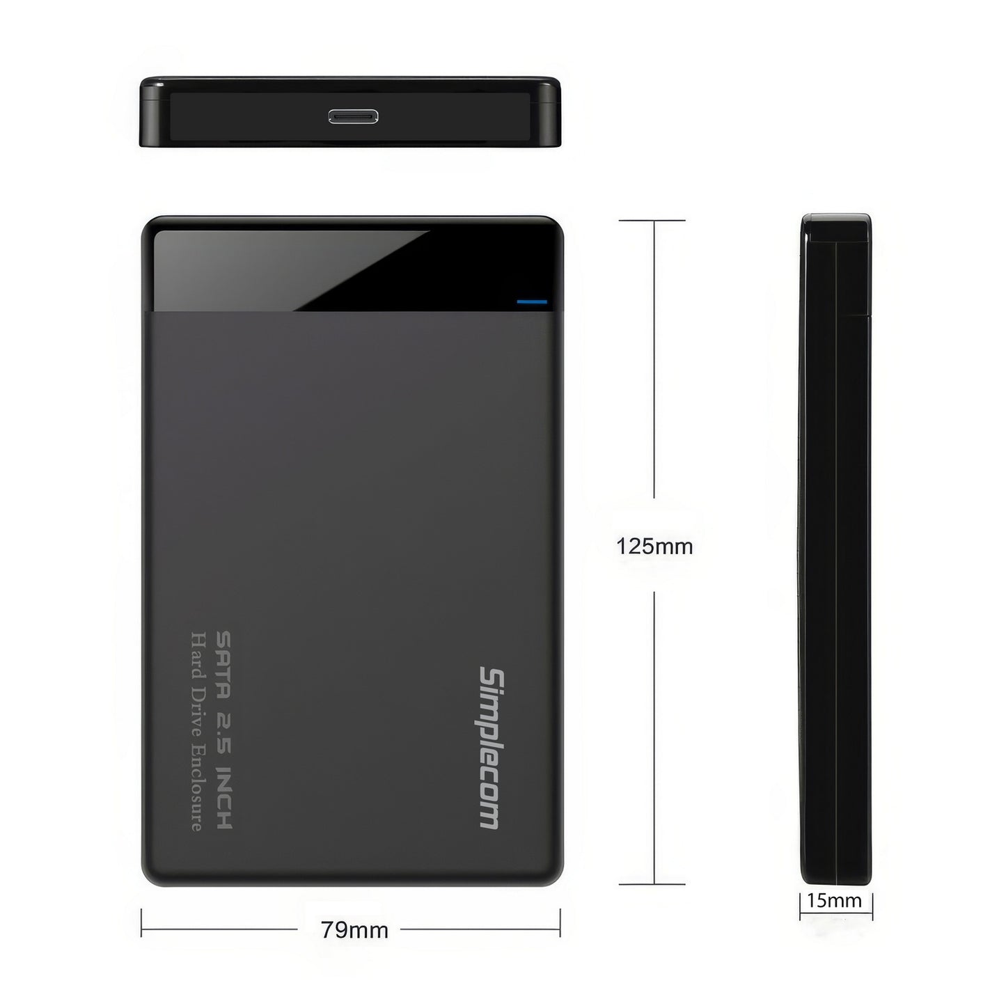 Simplecom SE109 Tool-free 2.5" SATA HDD SSD to USB-C Enclosure USB 3.2 Gen 1 V28-SIMSE109