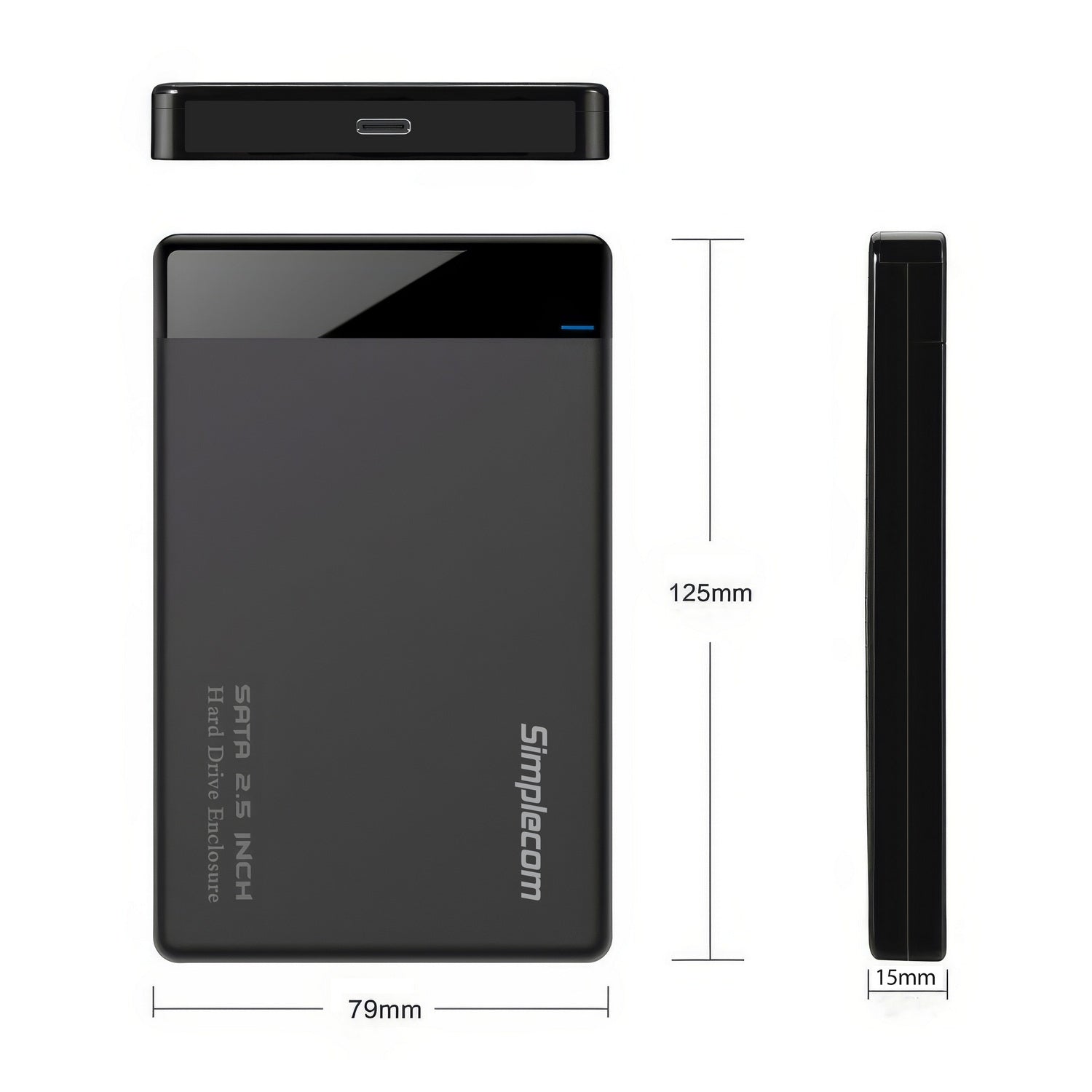 Simplecom SE109 Tool-free 2.5" SATA HDD SSD to USB-C Enclosure USB 3.2 Gen 1 V28-SIMSE109