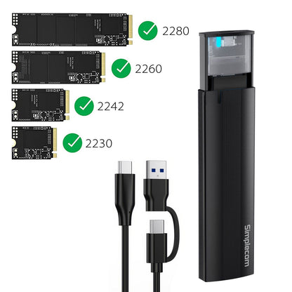 Simplecom SE517 NVMe / SATA Dual Protocol M.2 SSD Tool-Free USB-C Enclosure USB 3.2 Gen 2 10Gbps V28-SIMSE517