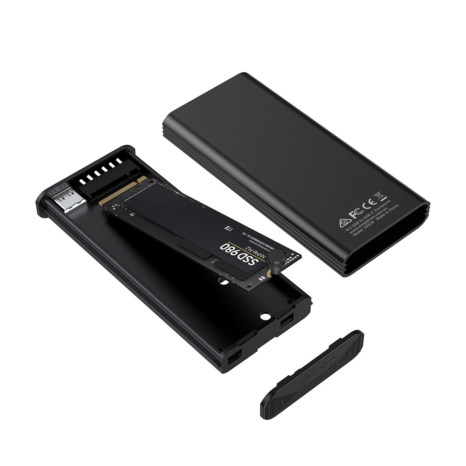 Simplecom SE530 NVMe / SATA M.2 SSD to USB-C Enclosure with SMART LED Screen USB 3.2 Gen 2 10Gbps V28-SIMSE530