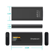Simplecom SE530 NVMe / SATA M.2 SSD to USB-C Enclosure with SMART LED Screen USB 3.2 Gen 2 10Gbps V28-SIMSE530