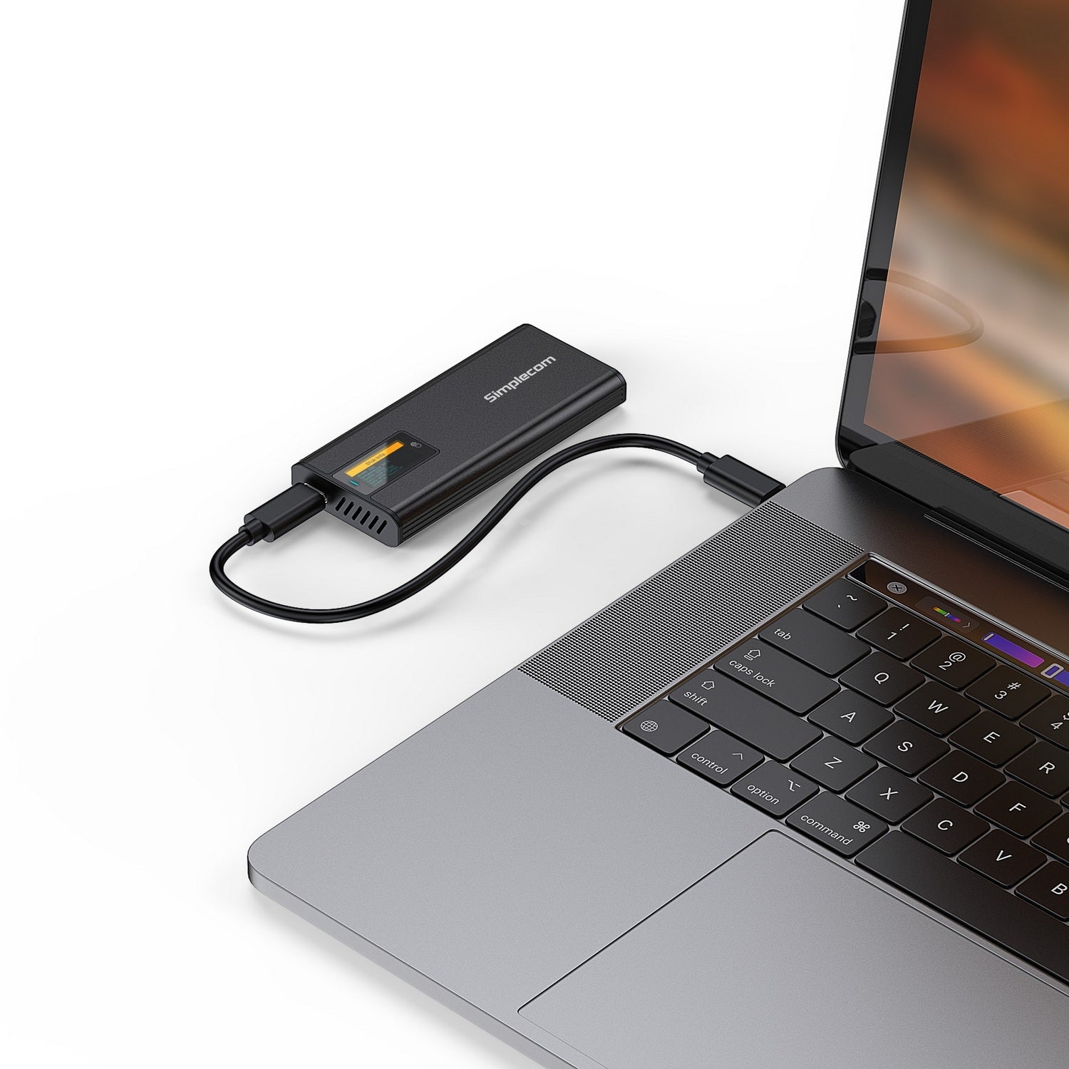 Simplecom SE530 NVMe / SATA M.2 SSD to USB-C Enclosure with SMART LED Screen USB 3.2 Gen 2 10Gbps V28-SIMSE530