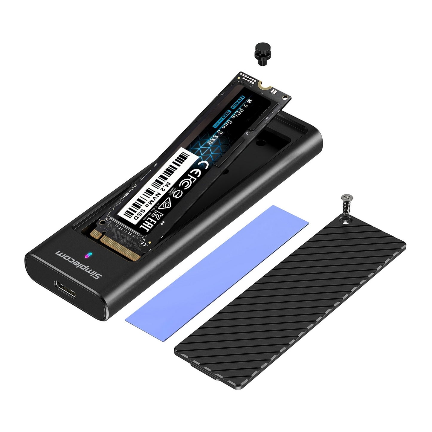 Simplecom SE538 M.2 SSD to USB 3.2 Gen 2x2 USB-C Enclosure 20Gbps NVMe SATA Dual Protocol V28-SIMSE538
