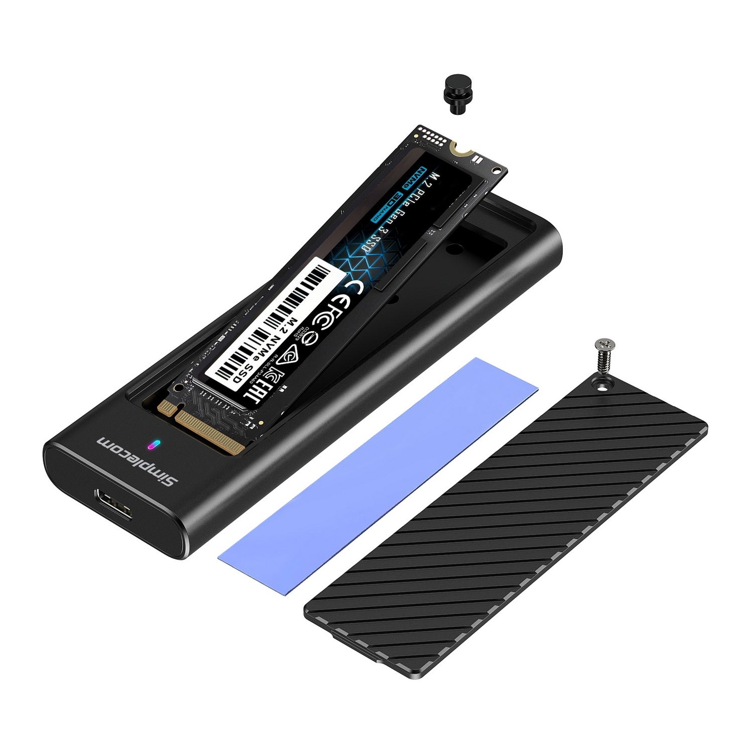 Simplecom SE538 M.2 SSD to USB 3.2 Gen 2x2 USB-C Enclosure 20Gbps NVMe SATA Dual Protocol V28-SIMSE538