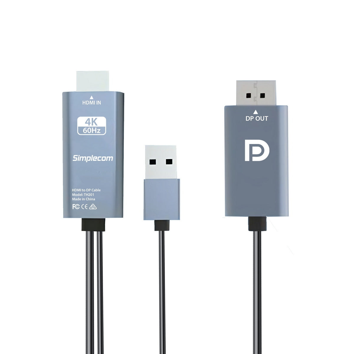 Simplecom TH201 HDMI to DisplayPort Active Converter Cable 4K@60hz USB Powered 2M V28-TH201