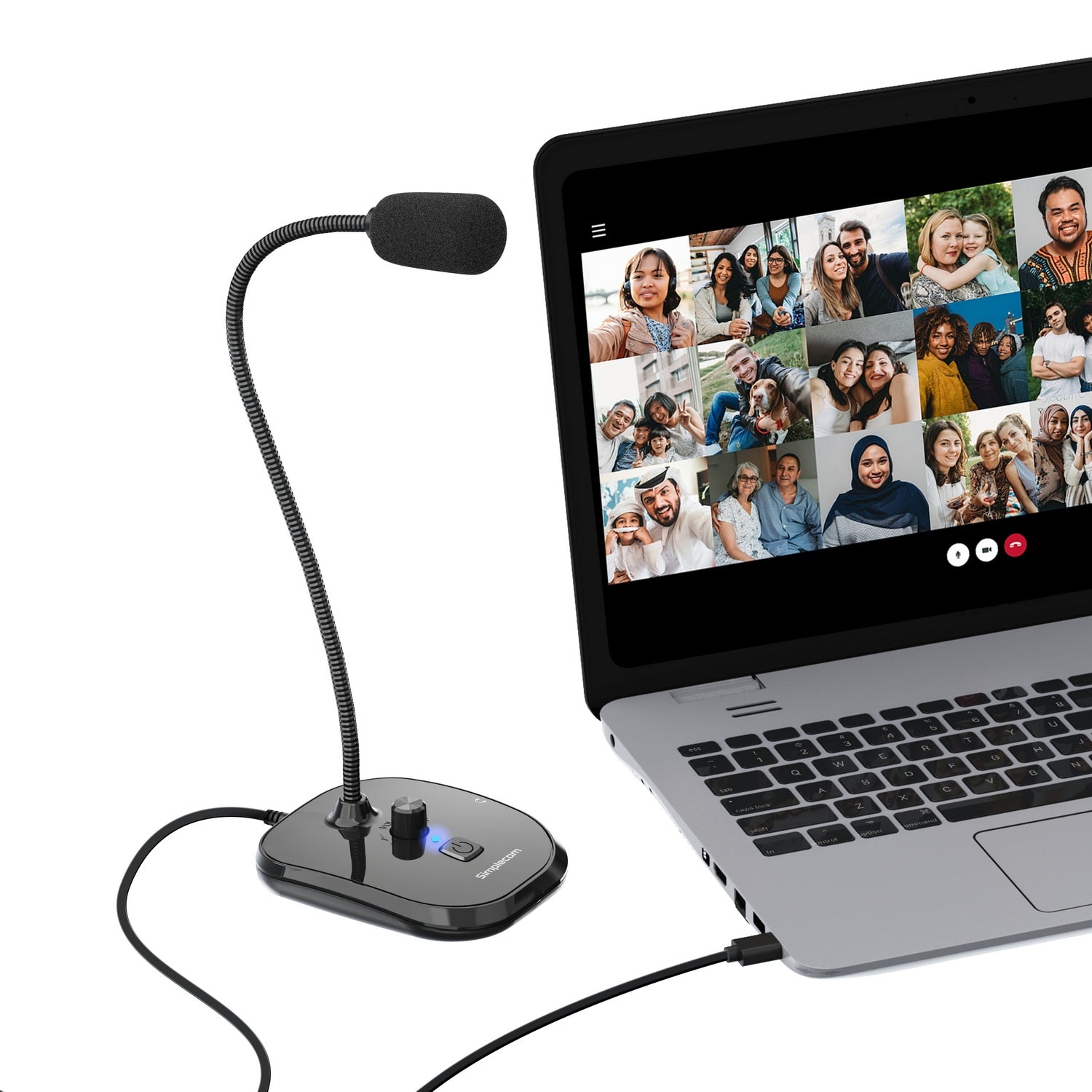 Simplecom UM360 Plug and Play USB Desktop Microphone with Headphone Jack V28-UM360