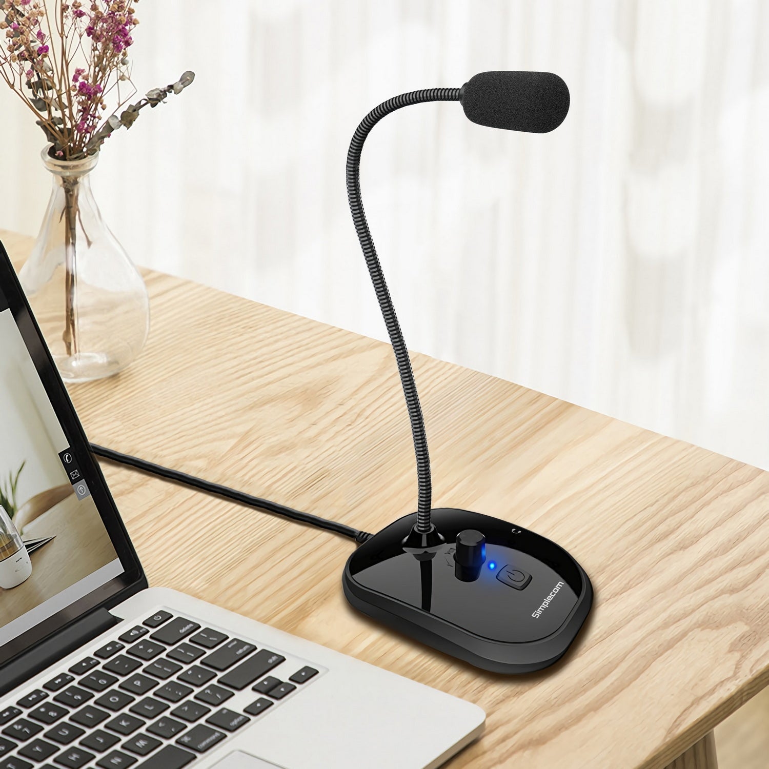 Simplecom UM360 Plug and Play USB Desktop Microphone with Headphone Jack V28-UM360