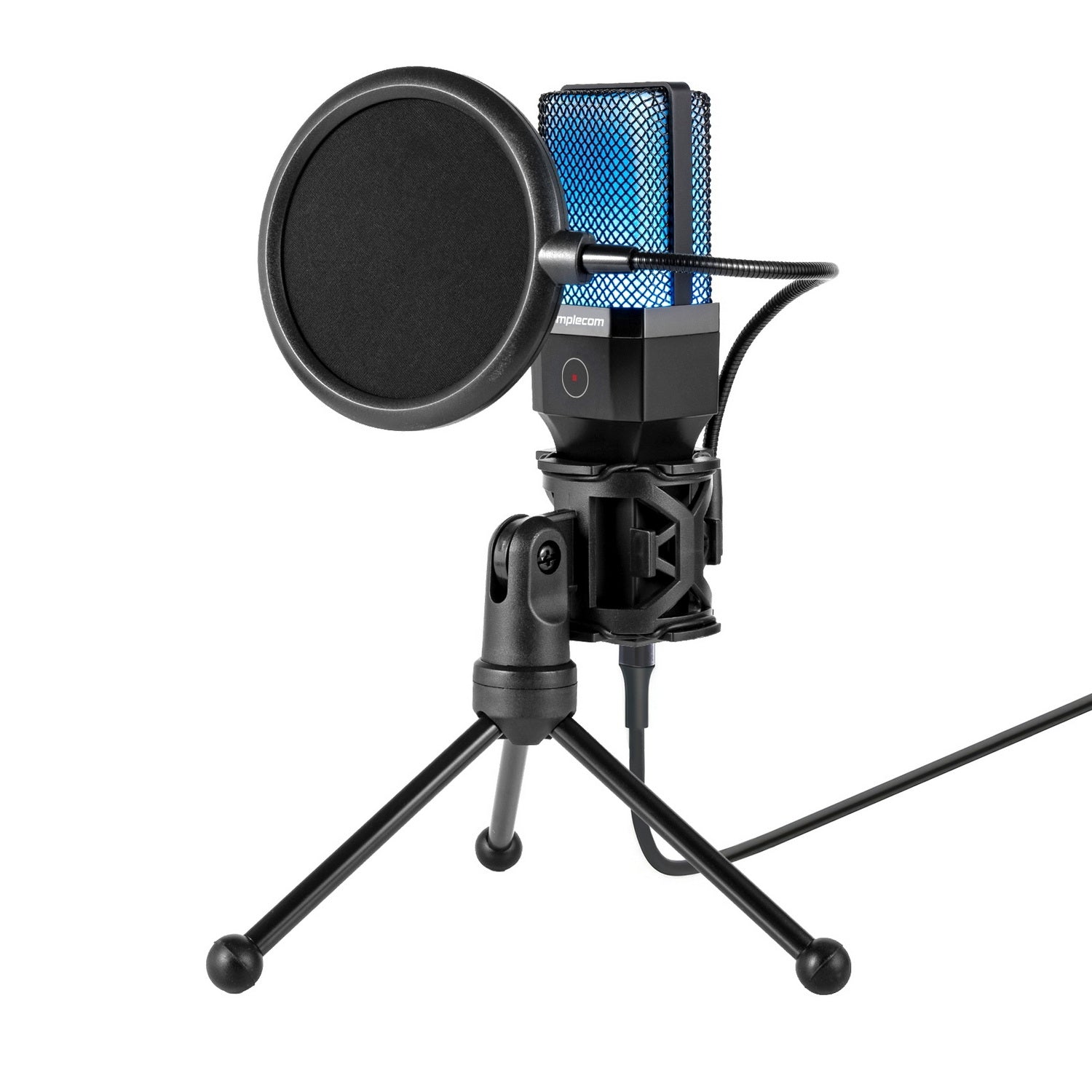 Simplecom UM650 USB Cardioid Condenser Microphone Gaming RGB Lights with Tripod & Pop Filter V28-UM650