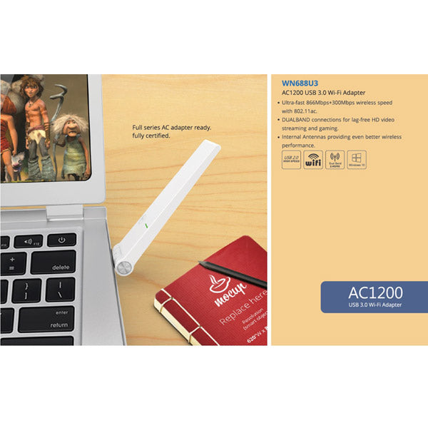 WINSTAR WIRELESS AC1300M DUAL BAND USB 3.0 ADAPTER V28-USBWIN688U3