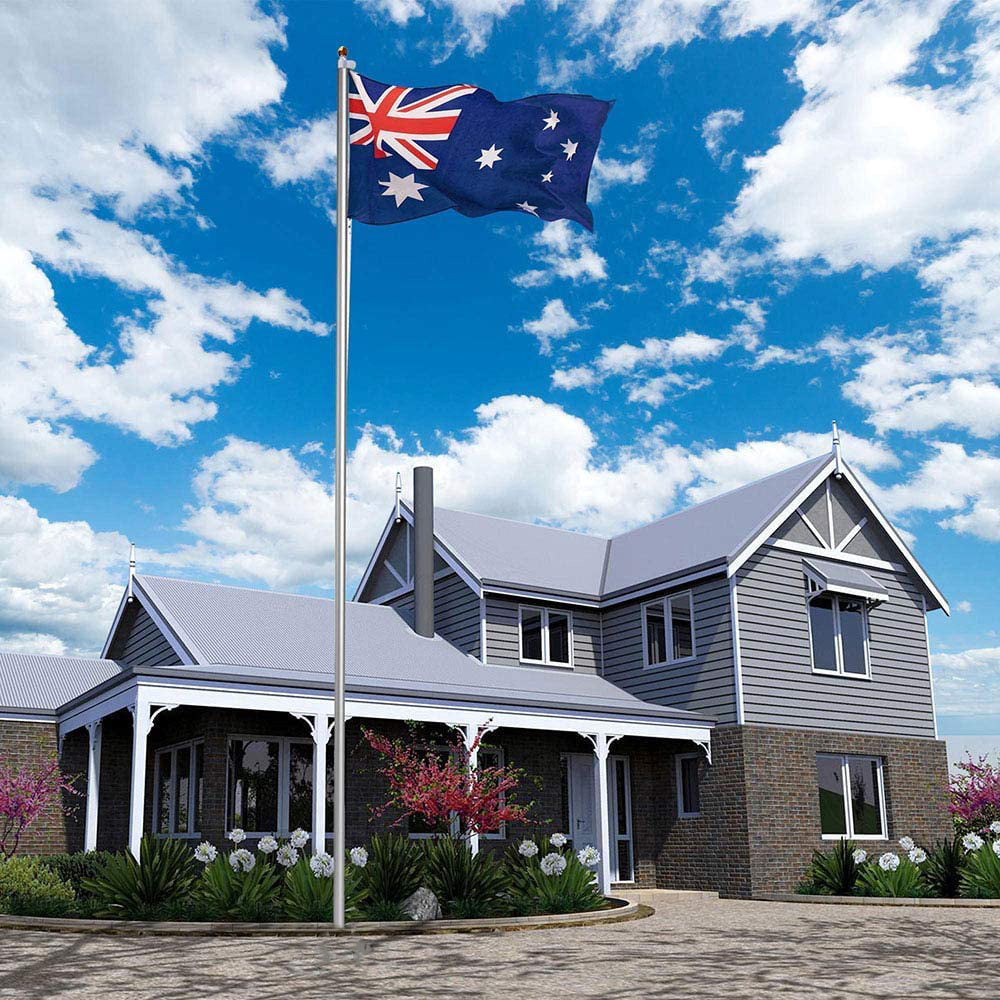 Rustproof Aluminum Flag Pole with 7.2m, Heavy-Duty Telescoping Pole for Outdoors, Gardens, Roof Walls, V284-AUS-1