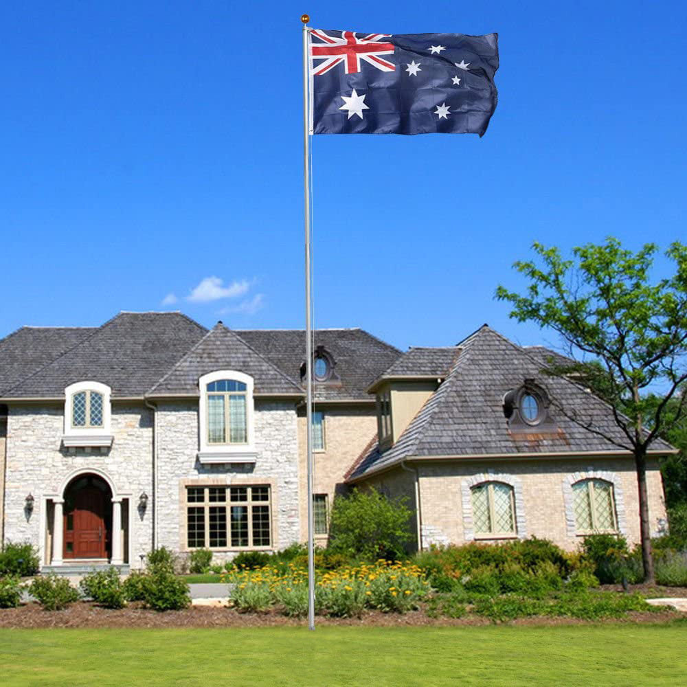 Rustproof Aluminum Flag Pole with 7.2m, Heavy-Duty Telescoping Pole for Outdoors, Gardens, Roof Walls, V284-AUS-1