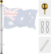 Rustproof Aluminum Flag Pole with 7.2m, Heavy-Duty Telescoping Pole for Outdoors, Gardens, Roof Walls, V284-AUS-1