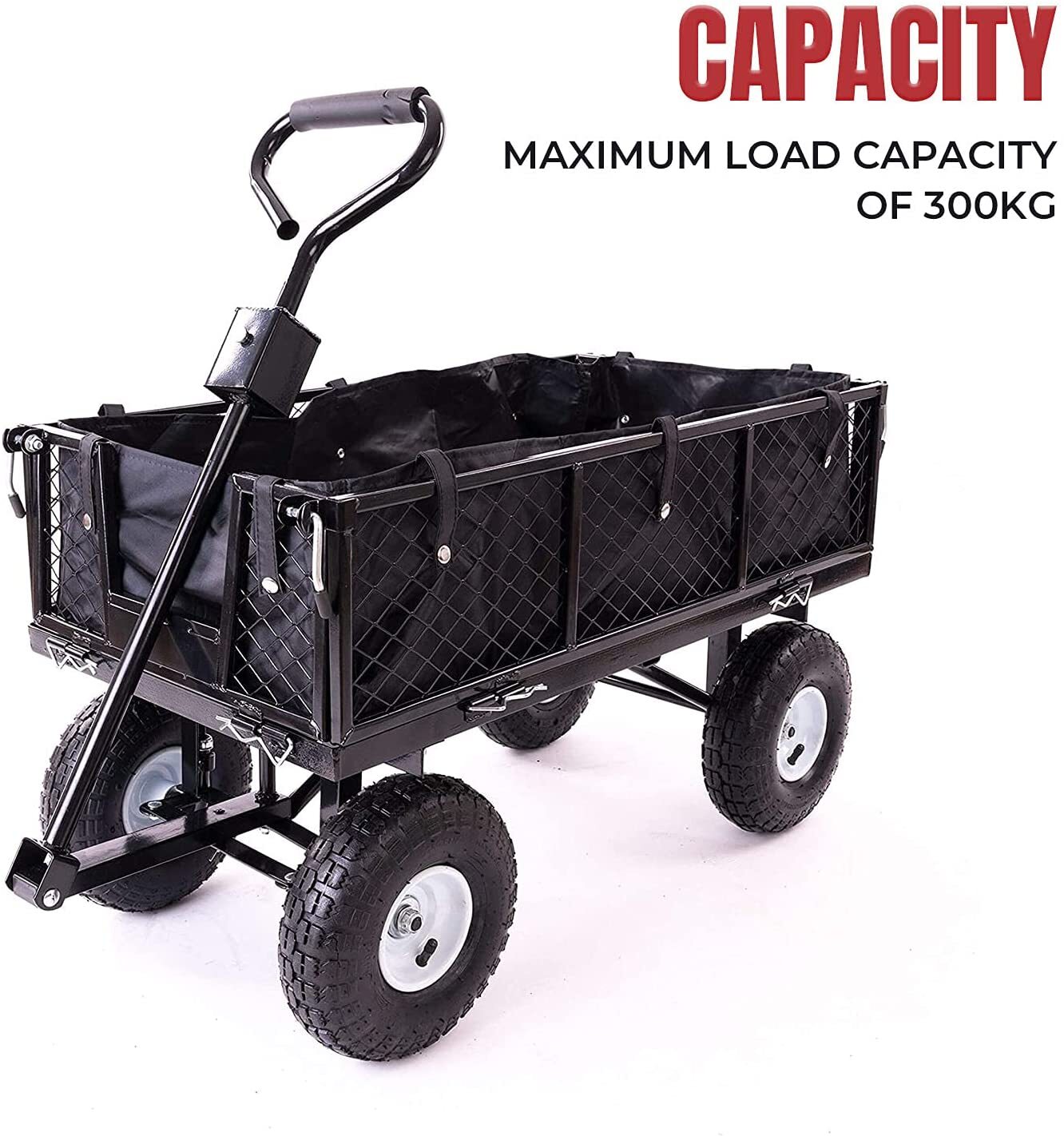 Garden Dump Rolling Mesh Cart with Heavy Duty Steel Frame,10 Inch Pneumatic Tires Maximum Load Capacity of V284-TC1840A
