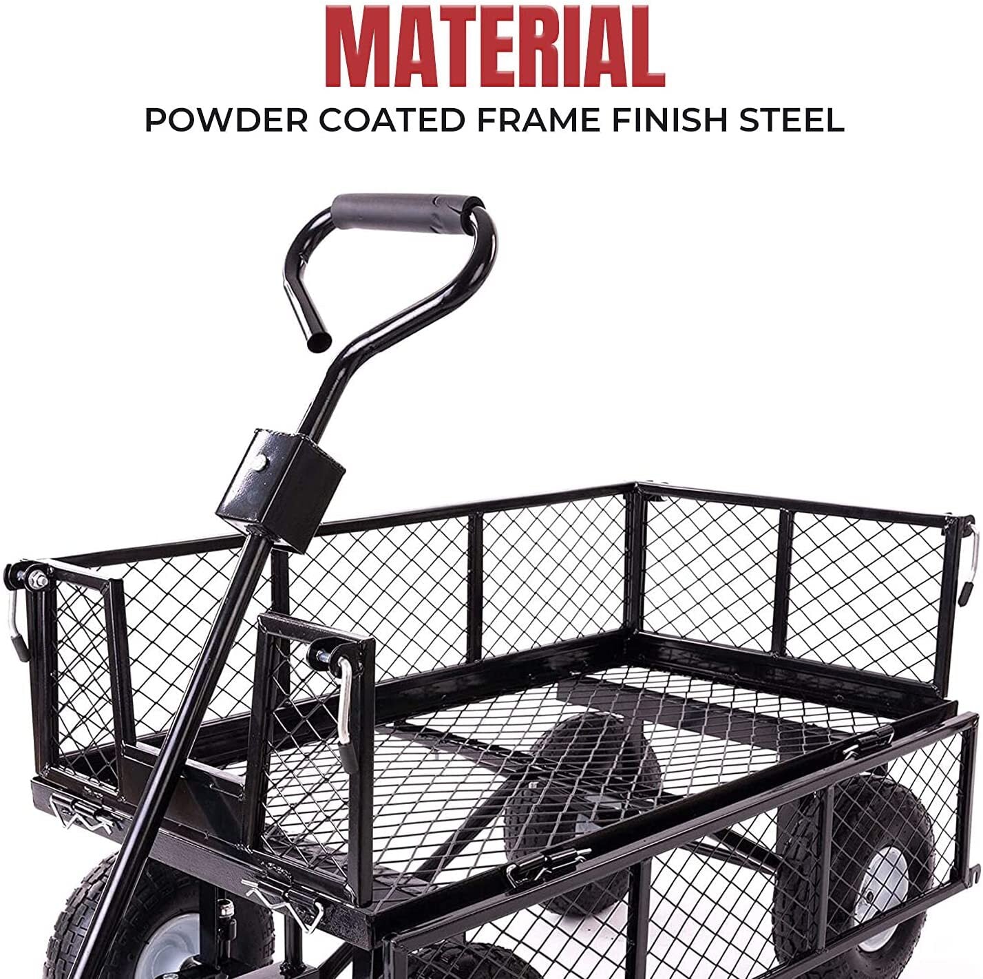 Garden Dump Rolling Mesh Cart with Heavy Duty Steel Frame,10 Inch Pneumatic Tires Maximum Load Capacity of V284-TC1840A