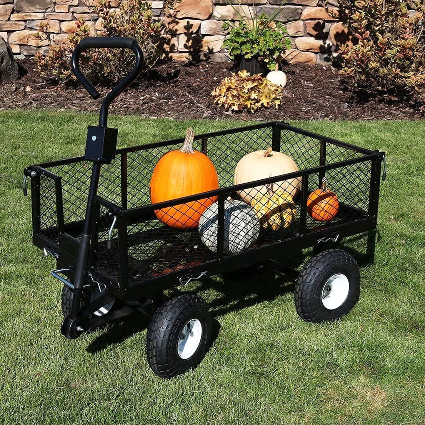 Garden Dump Rolling Mesh Cart with Heavy Duty Steel Frame,10 Inch Pneumatic Tires Maximum Load Capacity of V284-TC1840A