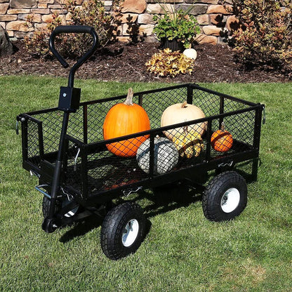 Garden Dump Rolling Mesh Cart with Heavy Duty Steel Frame,10 Inch Pneumatic Tires Maximum Load Capacity of V284-TC1840A