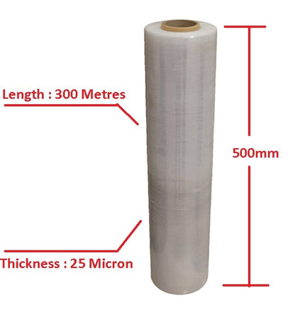 Moofer Premium Pallet Stretch Wrap 500mm x 300m x 25um Clear (4 Packs) V289-002
