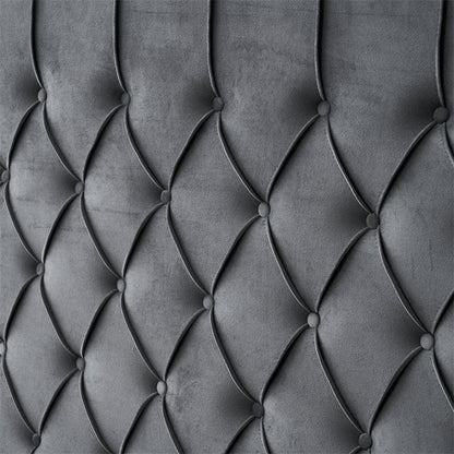 Paris Tall Tufted Velvet Dark Grey Bed with Storage Drawer - King V292-BED-PARIS-KING-GREY