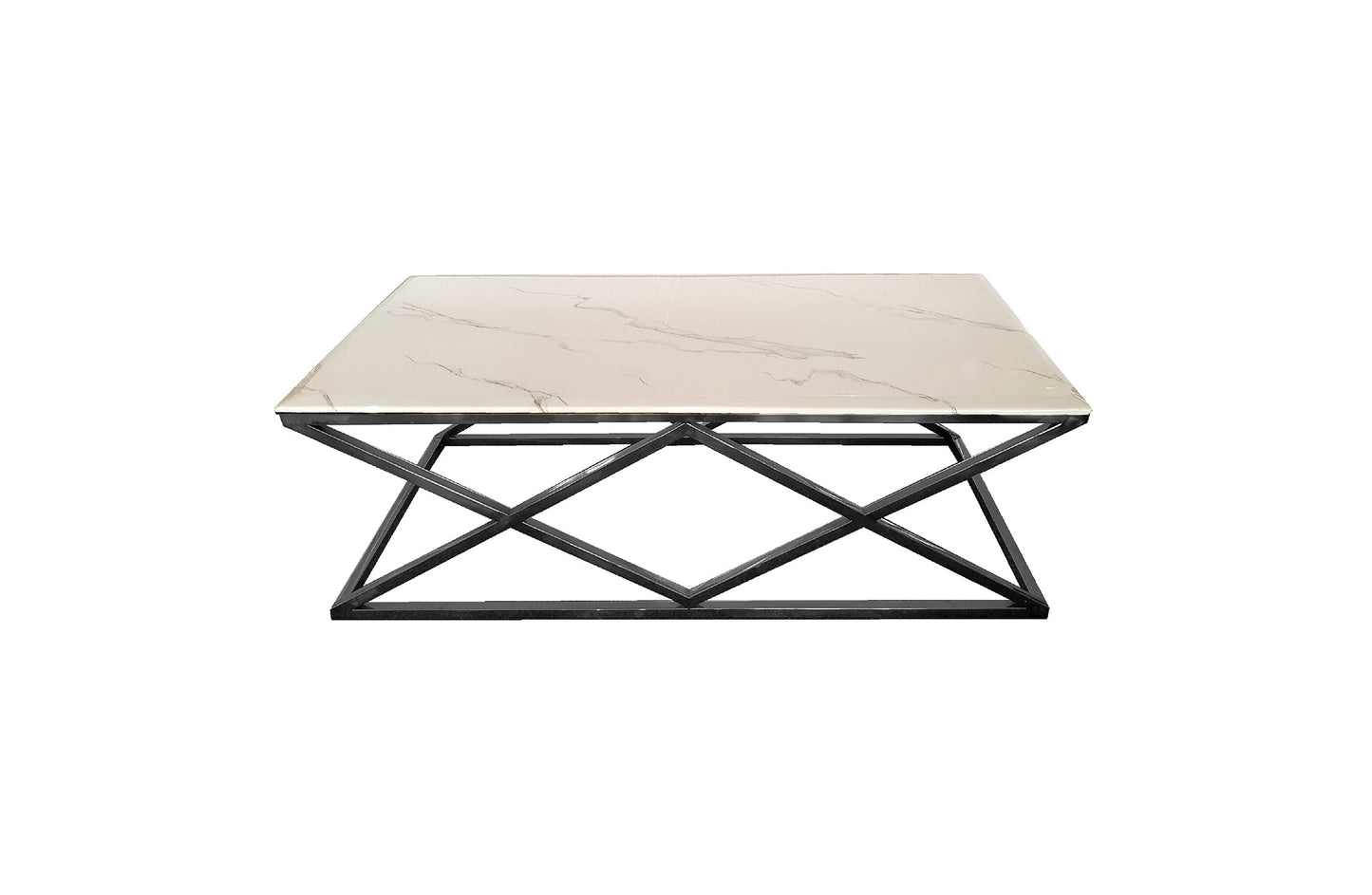 Alsea Coffee Table Black Base - White Marble V292-CFT-BEV003