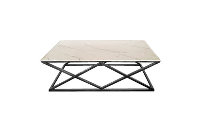 Alsea Coffee Table Black Base - White Marble V292-CFT-BEV003