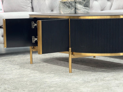 Kingsley Coffee Table - Black V292-CT-KINGSLEY-BLACKBASE-BLACKMARBLE