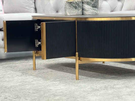 Kingsley Coffee Table - Black V292-CT-KINGSLEY-BLACKBASE-BLACKMARBLE