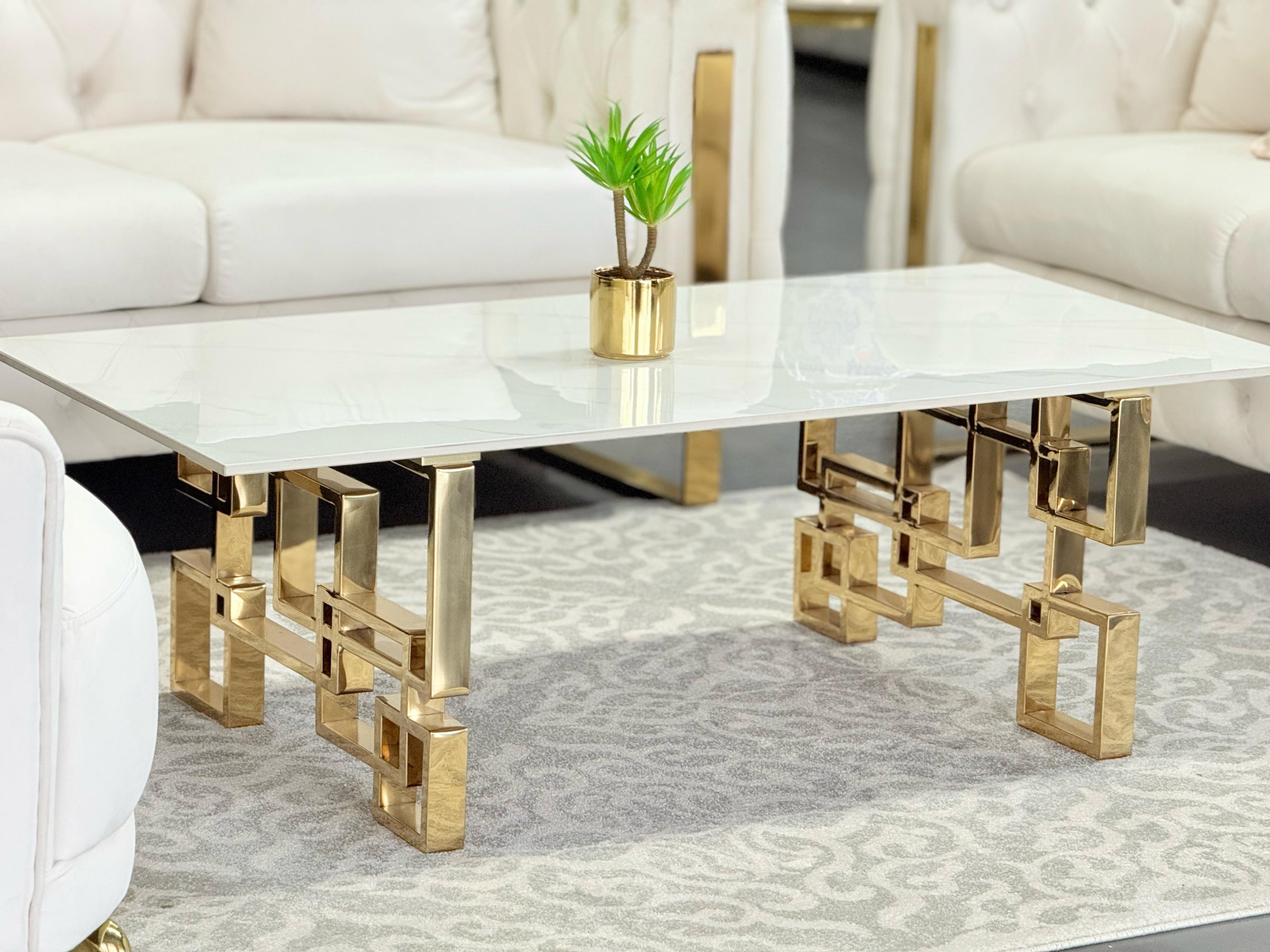 Royale Gold Coffee Table - White Marble V292-CT-ROYALE-GOLD-WHITEMARBLE