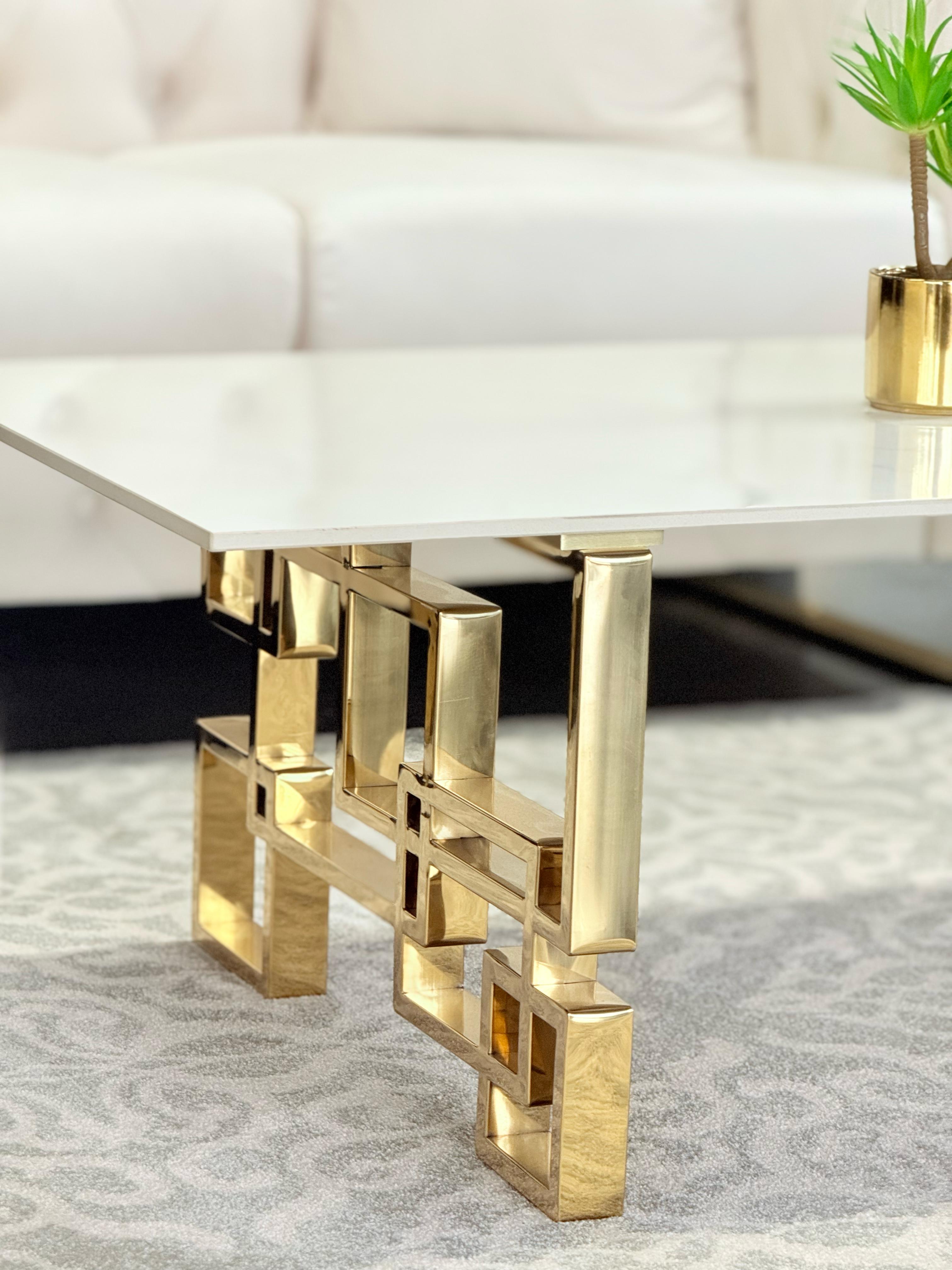 Royale Gold Coffee Table - White Marble V292-CT-ROYALE-GOLD-WHITEMARBLE