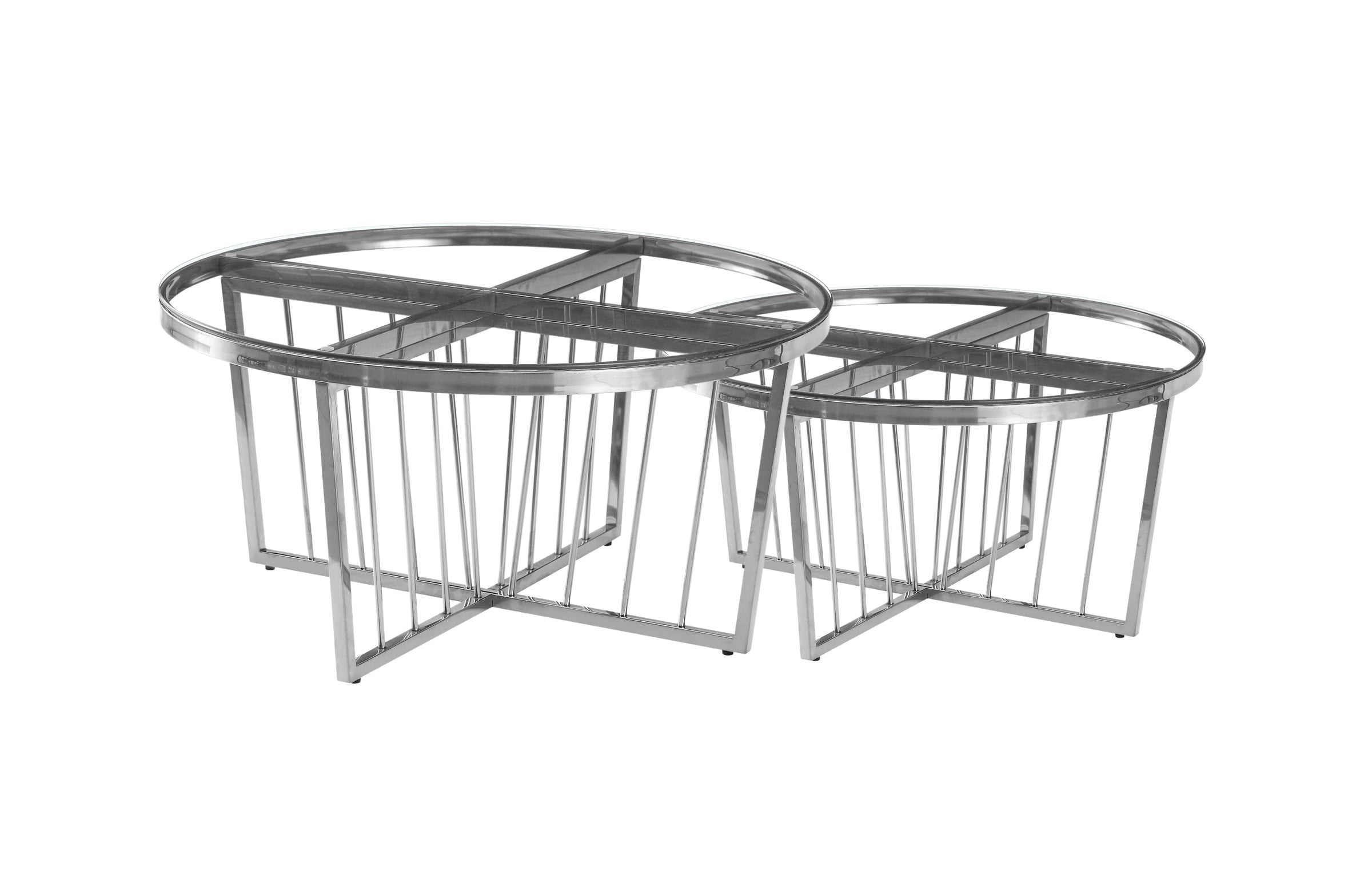 Salina Coffee Table 80cm Silver Base -Clear Glass V292-CT-SER-80-SILVERBASE-CLEARGLASS