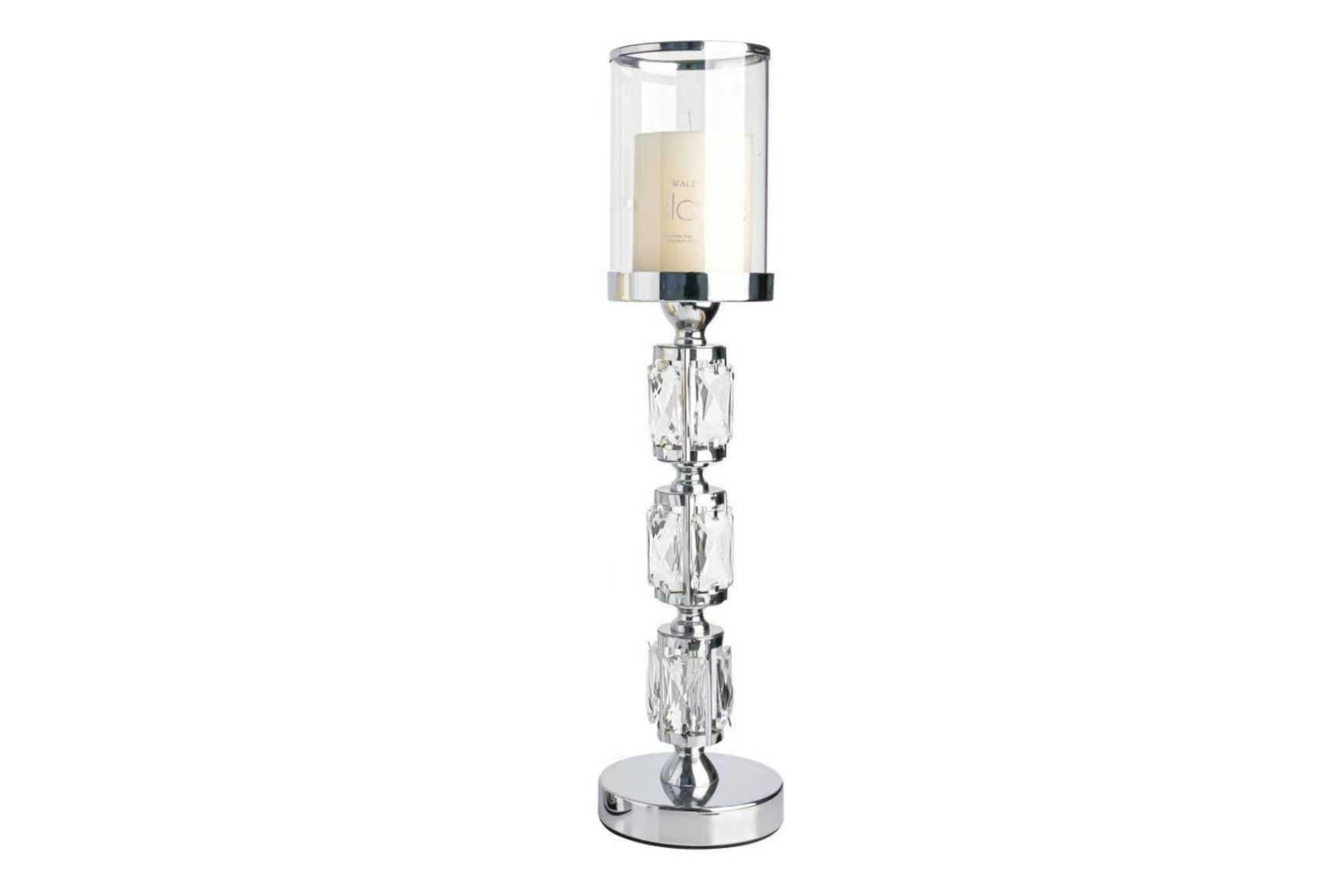 Abode Crystal Candle Holder - Silver - Large V292-HD-CAND-HOLDER-ABODE-L-SILVER