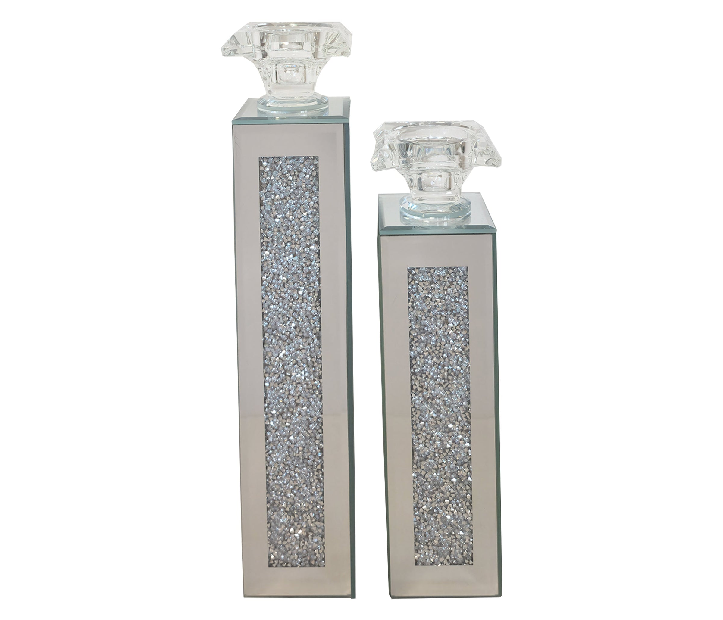 Crystal Crushed Candle Holder - Set of 2 V292-HD-CAND-HOLDER-CRUSHED-S02-SILVER