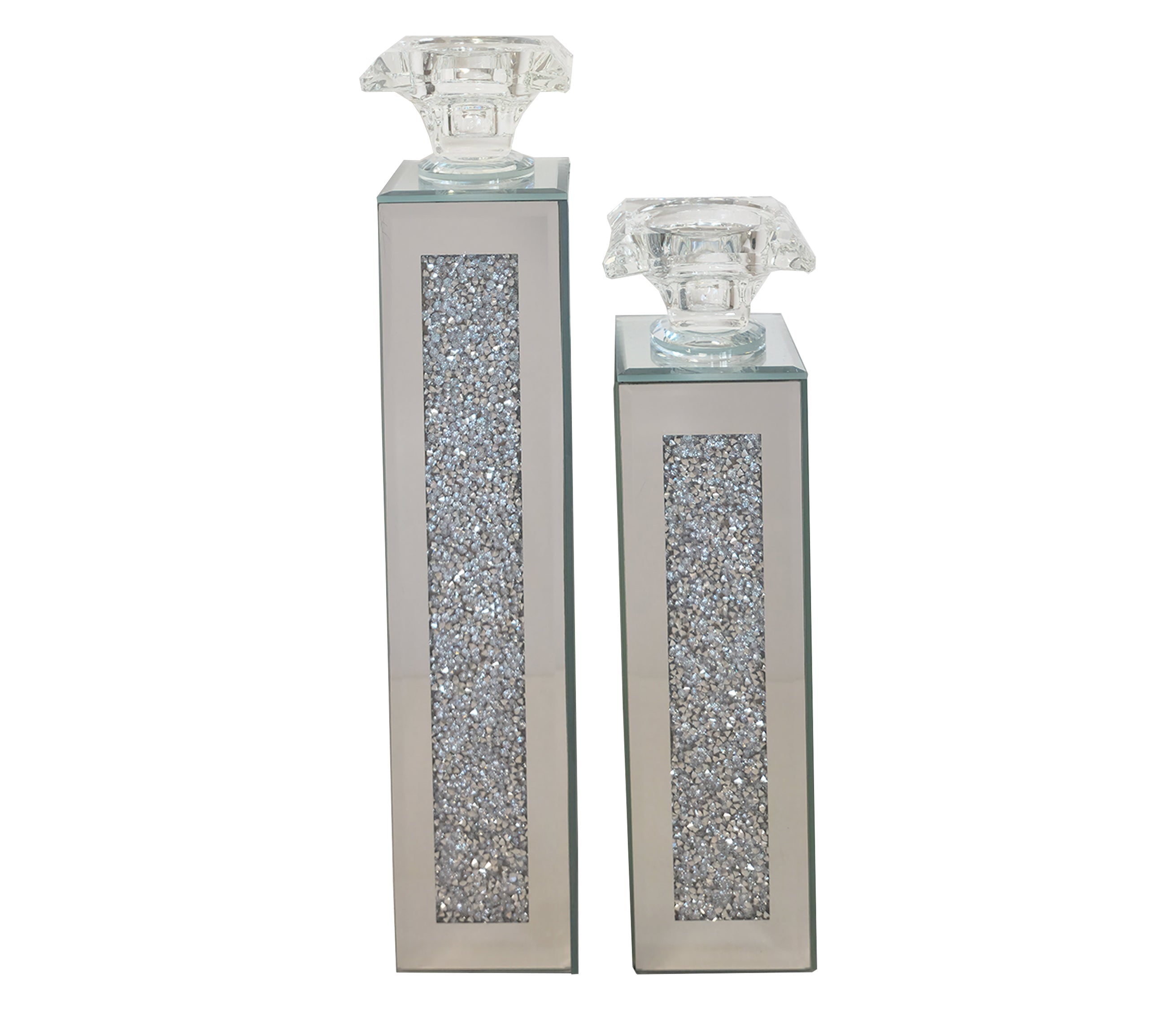 Crystal Crushed Candle Holder - Set of 2 V292-HD-CAND-HOLDER-CRUSHED-S02-SILVER
