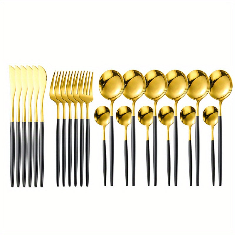 Deluxe Cutlery Set - Black & Gold V292-HD-CUTLERY-KEILY-TBLSPOON-GOLD