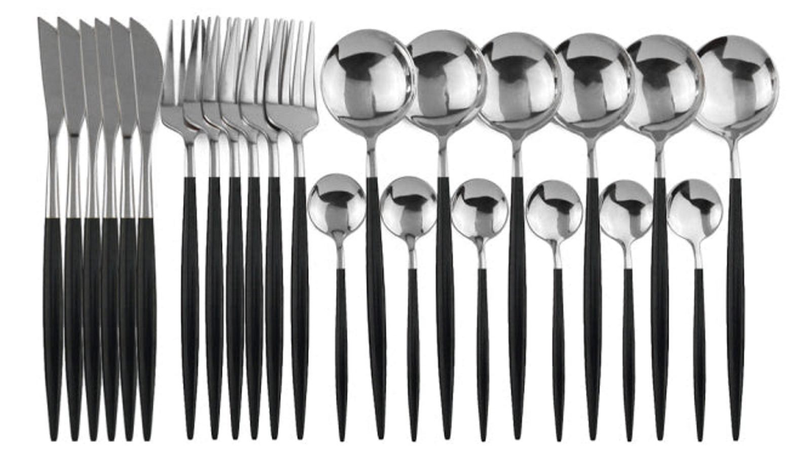 Deluxe Cutlery Set - Black & Silver V292-HD-CUTLERY-KEILY-TBLSPOON-SILVER