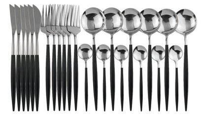 Deluxe Cutlery Set - Black & Silver V292-HD-CUTLERY-KEILY-TBLSPOON-SILVER