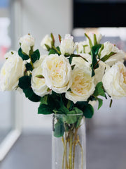 Artificial Rose Stems - Set of 2 Stems - 60cm with 3 Flowers Each - Off White V292-HD-PLANT-3STEMROSE-60CM-OFFWHITE-SO2